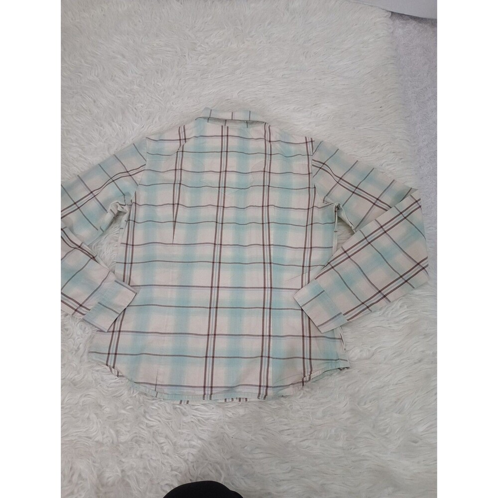 Roper Girls Pearl Snap Western Long Sleeve Shirt Blue & Gray Shimmer Size S - Picture 6 of 8